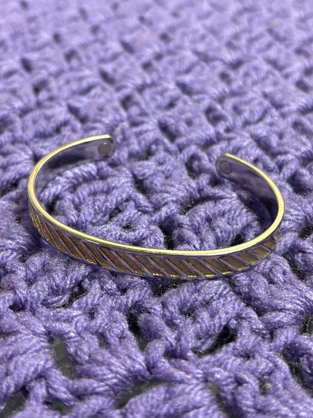 Vintage Cuff Bracelet Silvertone Goldtone 7.25 inches